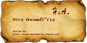 Hirs Annamária névjegykártya